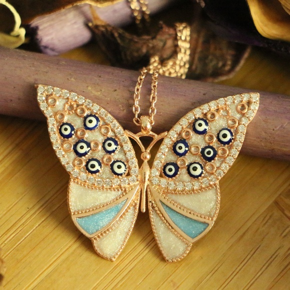 Grand Bazaar Jewelers Jewelry - 925 Sterling Silver blue butterfly 曆 Evil eyes 